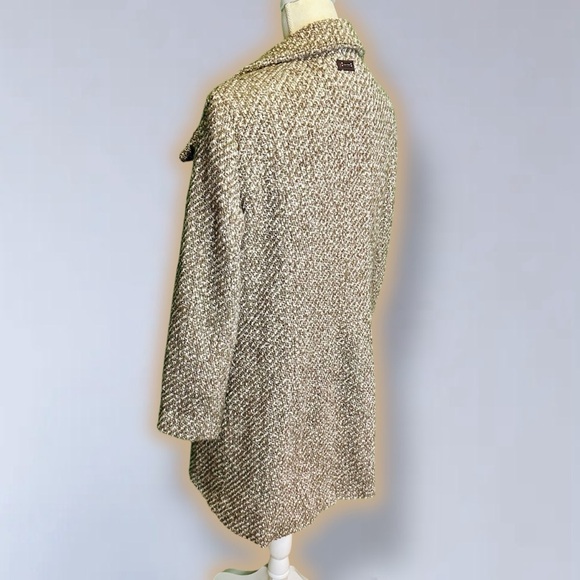 Calvin Klein Women’s Brown Tweed Wool Blend Asymmetrical ‘Walker’ Coat Size L - Picture 11 of 16